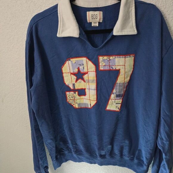 BDG High Waist Blue and White Striped Shorts - Picture 2 of 7